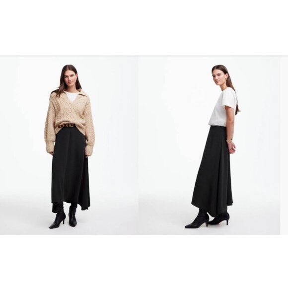 Madewell Dresses & Skirts - Madewell $118 Asymmetric Midi Skirt Black Size 4 NT389